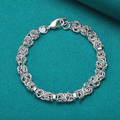 New 925 Sterling Silver Plated Bracelets Charm Circle Classic Chain For Women Men Wedding Party Good Gifts High Quality Fashion Jewelry