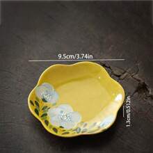 1pc Hand-Painted Camellia Ceramic Tea Cup With Saucer, Chinese Style Drinkware, Home Teacup, 50ML