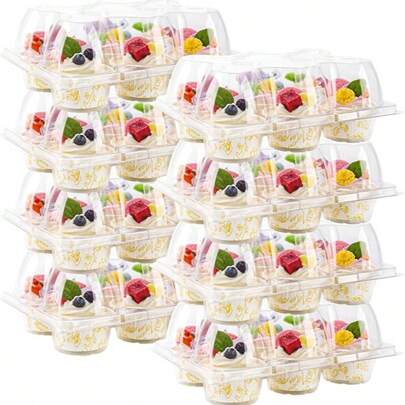 NPLUX 6 Count Cupcake Containers 45 Pack Cupcake Holders Clear Plastic Stackable Cupcake Boxes With Detachable Tall Dome Lids For 270 Cupcakes,  Standard Size