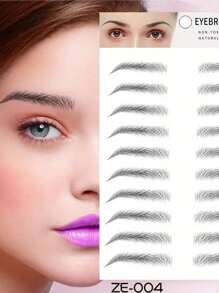 1pc Waterproof 3D Eyebrow Sticker - , Skin-Friendly, Body Makeup, Tattoo Sticker