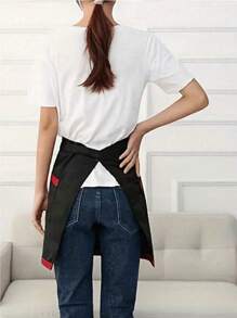 1pc Customized Unisex Polyester Apron With 2 Pockets, Short Half Waist Waiter Apron Work Uniform For Kitchen Supplies, Waitress Waiter Server Short Aprons Ideal For Waiters, Chefs, And Kitchen Supplies, Durable And Comfortable Half Waist Work Uniform