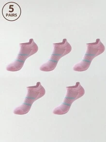 5/7 Pairs Women's Sports Short Socks Solid Color Outdoor Sweat Deodorizing Breathable Boat Socks Summer Running Yoga Workout Lightweight Boat Socks Short Socks - Multicolor - View 17