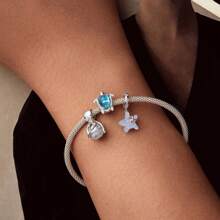 WOSTU 1 pièce Série Océan unicolore 925 Argent Sterling Tortue Poulpe Méduse Hippocampe Charm Convient Bracelet Original DIY Accessoires Bijoux Été