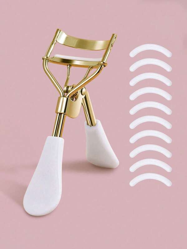 11pcs Stainless Steel Eyelash Curler, Equipped With Replacement Silicone Pad, Portable Eyelash Curler, Curling Styling, Eye Makeup Tool, Eyelash-Free, Eyelash Lifting, Big Eyes, Soft And Durable, Long-Acting Natural Eyelash Makeup Tool