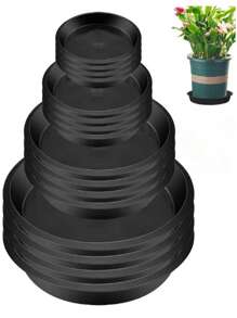16-Piece Round Plastic Planter Mat - Water Permeable, Plant Tray For Indoor And Outdoor Use, Soil Trap For Planters, Includes Four Sizes
