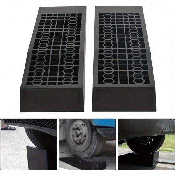 2Pcs Car Ramp 3 Ton Heavy Duty Driveway Kerb Ramp Strong Plastic Loading Access Ramps Car Ramp For Home Garage Workshop Car Service Low Rise Wide Car Van