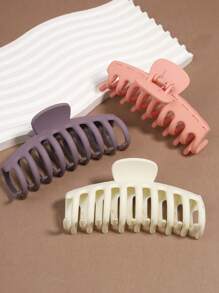 12pcs/Set Minimalist Colorful Hair Clips, Matte Plastic, Mixed Colors, Hollow Oval Design, Claw Clamps, Fashion Hair Accessories Suitable For Women Aged 14+, Everyday Wear