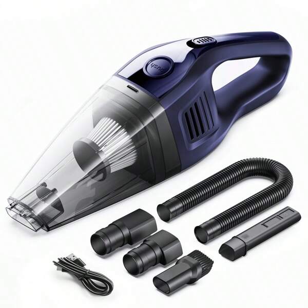 CascadeVac Aspirateur portable pour la maison et la voiture, à main, aspiration puissante, rechargeable par USB, mini-aspirateur de nettoyage avec de multiples accessoires, convenant pour la voiture, la maison, le bureau et les fentes