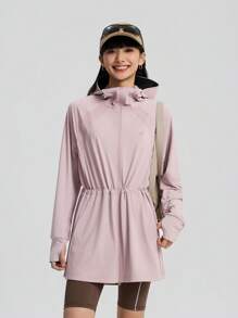 TECTOP Women's Outdoor UV Protection Hoodie, UPF200+, Mid-Length, Drawstring Waist Design, Breathable & Cool, Spring/Summer