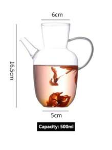 Chinesischer Stil Glas Kung Fu Teekanne, Kaltwasser Wasserkocher, transparente Teekanne, Saftflasche, ergonomischer Griff, einfach zu reinigen, beständig gegen hohe und niedrige Temperaturen, rissbeständig beim täglichen Brühen, empfohlen von Tee-Künstlern, retro-stromlinienförmiger Teekannenauslauf für den Hausgebrauch geeignet, geeignet für losen Tee/Kaffee, antike Wohndekoration Geschenke (500 ML)