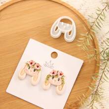 1 件兔子粘土切割器、动物聚合物粘土切割器、复活节粘土耳环切割器、粘土切割器套装、用于制作耳环的聚合物粘土耳环、珠宝制作套件
