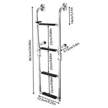 YUNRUX 2&2 Steps Swimming Ladder Stainless Steel Folding Swimming Ladder Boat Ladder Foldable Ladder