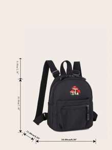 Solid Color Nylon Casual Chic Minimalist Mushroom Graphic Print Mini Backpack, Sporty Fashion Ladies Travel Rucksack