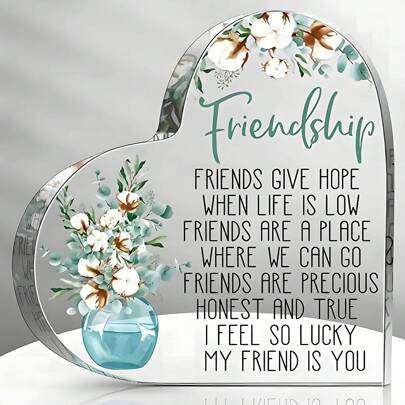 1PC Acrylic Heart Keepsake Γ’ΒΒ Friendship Gift For Women, Birthday Encouragement Souvenir, Home Office Desktop Decor For Friends Gifts Graduation