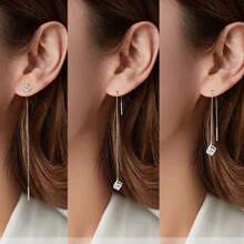 LOVESSOM 925银0.5克拉*2颗莫桑石立方体吊坠耳环经典时尚男女耳环，适合婚礼派对、宴会、度假、约会、母亲节、父亲节、复活节、万圣节、圣诞节、生日、周年纪念日、礼物 - 0.5克拉+0.5克拉 - 查看 6