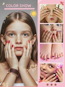 6 件/套 4 毫升儿童指甲油套装，涂鸦彩色指甲油，水性免烤凝胶指甲油，多色组合带闪光，适合儿童美甲沙龙、DIY 家庭、节日派对、生日庆祝