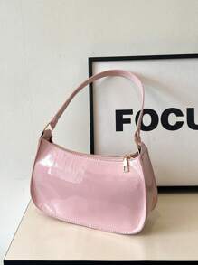 1pc今年流行时尚韩国单肩包春季新款百搭ins纯色温柔闪亮小方包，拉链开合，顺滑肩带，通量充足，适合青少年日常逛街旅游使用 - 純色腋下包 - 查看 13