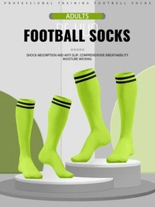 1 Par de calcetines deportivos sobre la rodilla de colores brillantes, 11 estilos, tubo largo anti-arañazos, partición inferior de toalla, resistente al desgaste, antideslizante, absorción de sudor, sin decoloración, estilo de moda sencillo, adecuado para todo tipo de deportes de pelota, apropiado para deportes de primavera