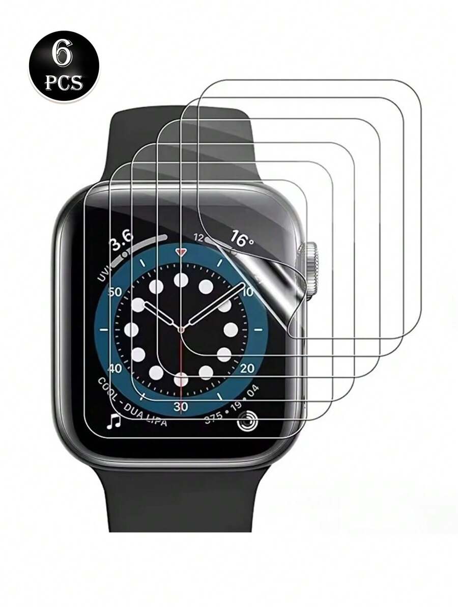 6 Pcs Soft Screen Protector Film For New Apple Watch S10 Series, Compatible With 38/40/41/42/44/45/49mm Apple Watch Ultra/SE/8/7/6/5/4/3/2/1, Transparent, Anti-Scratch