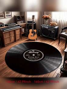 Retro Vinyl Record Fleece Rug, Plush Bohemian Style, Lightweight, Durable, Non-Slip, Washable, Suitable For Living Room, Bedroom, Bathroom And Office Decor, Perfect Home Decor For Valentine's Day, Spring, Summer, Ideal Gift For Music Lovers