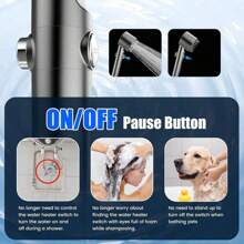Hand-Held Filter Shower Head, High Pressure Water Flow And Multiple Spray Modes, Shower Head With Filter, Power Cleaning For Hard Water, Shower Head With ON/OFF Switch For Pet Bath Home Bathroom Decor Fall Decor Bathroom Accessories