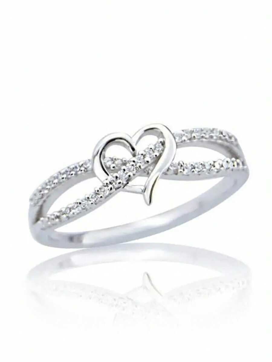 1 PC Charm 925 Sterling Silver Cubic Zirconia Heart Rings Party Jewelry For Mother's Day Gift Fine Jewelry - 1# - View 1