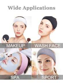 1/3 件 Spa 头带柔软可调节洗脸头带毛巾布弹力化妆巾适用于洗脸、淋浴、面膜、瑜伽返校