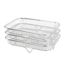 1 套矩形/方形/圆形 304 不锈钢空气炸锅架，多用途不锈钢烤架，水果蔬菜脱水架，烤面包架，蒸架，沥水架，烤箱架脚，隔热垫，适用于空气炸锅、烤箱和微波炉