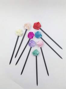 8pcs Flower Print Elegant Wooden Hair Clip, Versatile Rose Decor Hair Accessories For Women, Fashion & Simple, Suitable For Parties, Holidays, Gifts