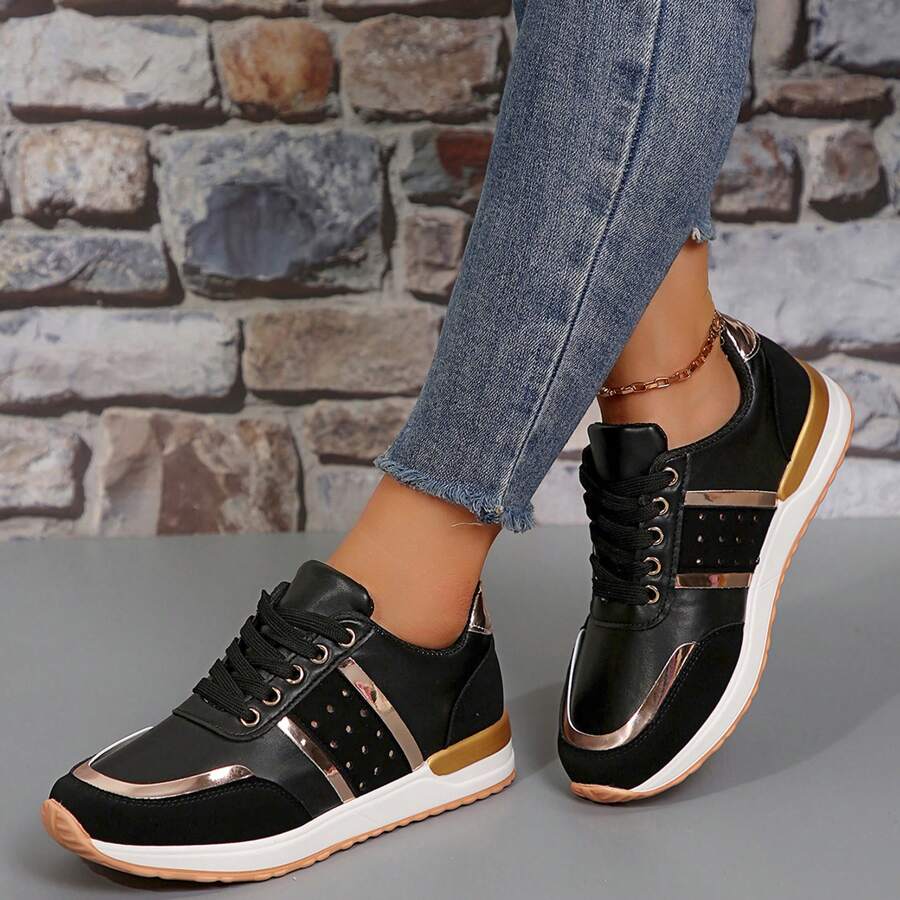 Women's Casual Sport Shoes – Colorblocking Style And Slip-Resistant Platform Sole