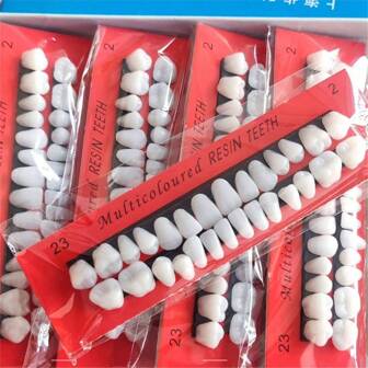 2 piezas de molde dental de resina, 1 set de carillas dentales, para demostración y enseñanza odontológica, capacitación médica, decoración artística. de molde de materiales dentales para enseñanza con 28 dientes de práctica de plástico.