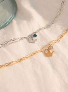 1pc Crown Design Layered Anklet, Best Gift For Her On Valentine's Day, Fashion Anklet, Birthday, Mother's Day, Thanksgiving, Easter Gift