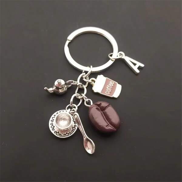 Porte-clés 26 lettres, pendentif grain de café, porte-clés café, porte-clés décontracté, cadeau souvenir créatif, accessoires de voiture, breloques de sac, accessoires scolaires, gothique mignon Y2K
