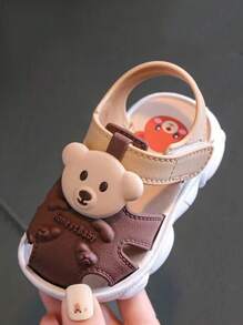 新款夏季儿童包头凉鞋，防滑软底室内/室外时尚幼儿婴儿凉鞋 - 卡其色 - 查看 5