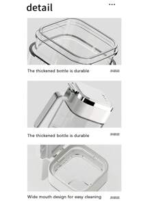 1 件调味罐，厨房香料瓶，调味容器，创意调味瓶，盐和胡椒瓶，带盖调味储存，带勺子的食物储存盒，厨房用品，厨房装饰