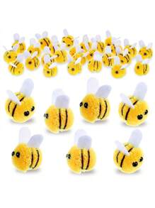 20 piezas de abejas para manualidades, bolas de abejas hechas a mano adorables, bolas pequeñas de artesanía, decoración de abejas mini, decoración para revelar el sexo, disfraz, sombrero, regalos DIY, decoraciones para otoño, habitación, escritorio, jardín, decoración para el hogar, regalos para el día de la madre, fiestas nupciales, decoración de boda en interiores y exteriores, centros de mesa para bodas en el hogar, jardín y cocina