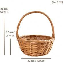 Cesta de Pascua de mimbre creativa para el hogar con asa para regalo, picnic, almacenamiento de plantas, decoración, tejida a mano