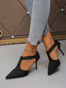 Women's Pointy Toe Stiletto High Heel Hollow Out Slip-On Sandals