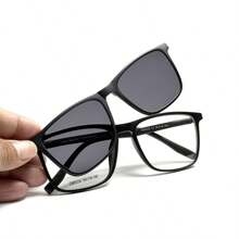 Armação Óculos Para Grau Masculino Clipon Polarized 2 Em 1 Sunglasses Magnetic Eyewear -5034 -Preto Fosco