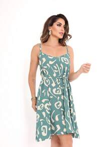 MEMORY New Strappy Dress Charming Geometry | Polyester - Mint Green - View 4