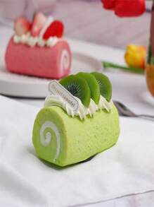 1 Stück modischer realistischer Fruchtkuchen Handtuchrolle Schweizer Rolle Modell Fotografie Requisite Dekor Kühlschrankmagnet, perfektes Geburtstagsgeschenk