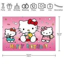 Sanrio 1 pezzo Sanrio Hello Kitty Birthday Party Decorative Background Banner Cartoon Theme Shower Party Perfect Decorative Supplies Bedroom Tapestry Photo Background Booth Props 82.7x59.1 39.4x39.4 39.4x29.5 pollici