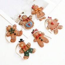 6 قطعة/2 قطعة/1 قطعة زخرفة شجرة عيد الميلاد علقات رجل الزنجبيل الراتنجية الصغيرة ، ديكور عيد الميلاد المرسوم باليد ، عيد الميلاد