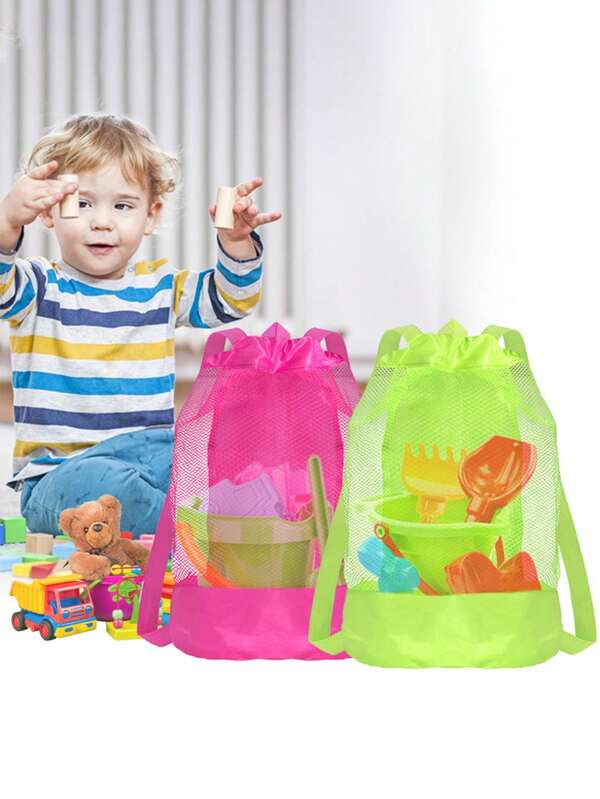 Mochila de malla, bolso de playa, bolsa de aseo, bolsa con bolsillos, bolsa de aseo para viaje, bolsa para almacenar juguetes de niños, bolsa de natación