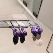 Zhenwei xina 1 Pair Of Summer Limited Edition Women's Natural Amethyst Purple Allure Faceted & Smooth Dangle Earrings - Perfect For Moms And Best Friends, Ideal Party Gift