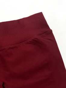 女式高腰健身红色短裤 - 提臀、收腹、曲线修身 | 圣诞假期健身装，高腰收腹短裤，隐形紧身提臀紧身裤，曲线骑行短裤，女式平角裤，束腰带，加大曲线，黑色短裤，短裤，紧身短裤，女式平角裤 - 酒紅色 - 查看 5