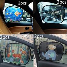 2pcs Car Window Sun Shades, Thick Static Mesh Double Layer Sun-Proof Heat Insulation Sunshade - one-size - View 11