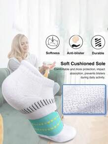 Women Athletic Cushioned Anti-Blister Comfort Running Ankle Socks 5 Pairs