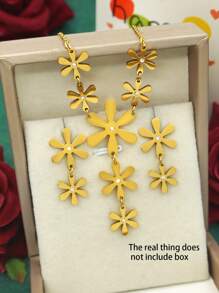 Bohemian Vacation Style Women's Jewelry Set, 18K Gold Plated Stainless Steel, Starfish Pendant Necklace & Sunflower Earrings Set, Hand-Polished, Exquisite Design, Perfect Gift For Mother's Day, Birthday, Date, Dance, Festival, Back-To-School Season, And Wedding Occasions