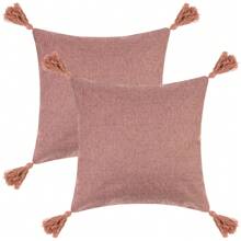2 Pcs Linen Fringe Cushion Cover Set, Sofa Throw Pillow Covers With Tassel Design